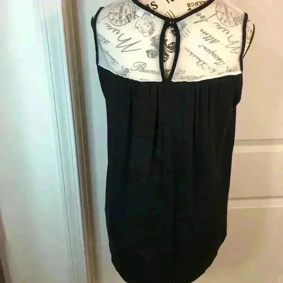Green Envelope LA Women’s 1X Black Pin Tucked Sleeveless Blouse Sheer Top - Picture 4 of 6